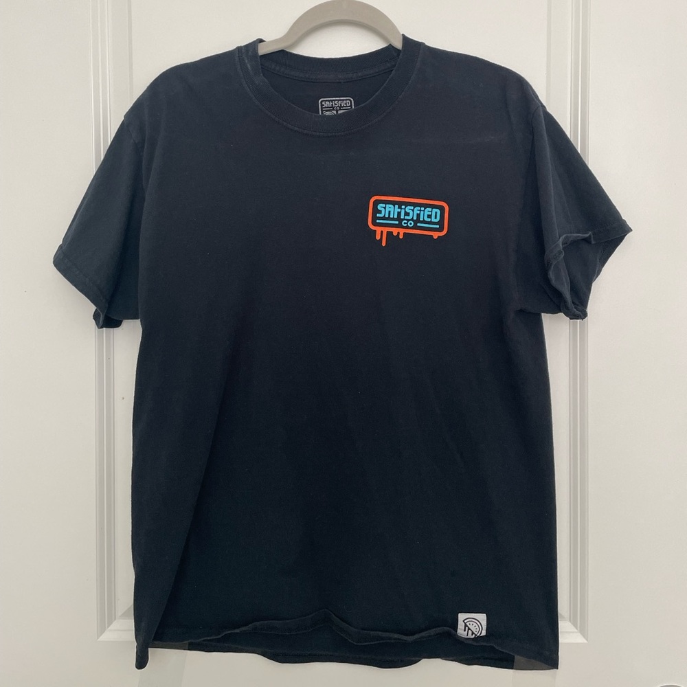 Black Crew Neck Short Sleeve Tee with Chest Logo